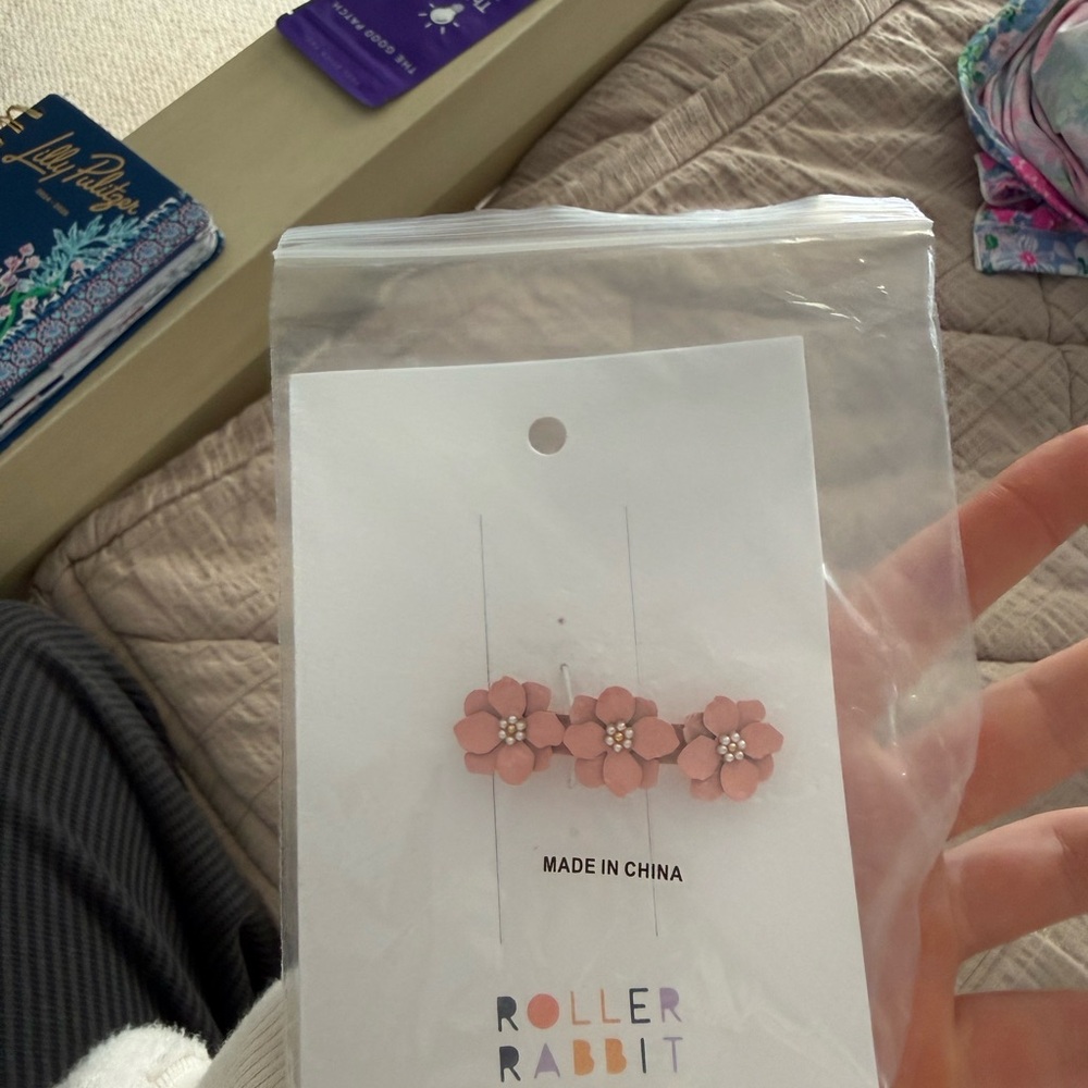 Roller Rabbit Pink Flower hair clip